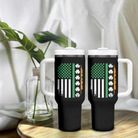 USA Flag With Shamrocks Tumbler With Handle St Patricks Day Gift