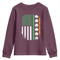USA Flag With Shamrocks Youth Sweatshirt St Patricks Day Gift