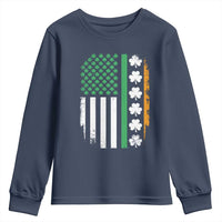 USA Flag With Shamrocks Youth Sweatshirt St Patricks Day Gift