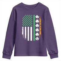 USA Flag With Shamrocks Youth Sweatshirt St Patricks Day Gift