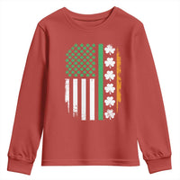 USA Flag With Shamrocks Youth Sweatshirt St Patricks Day Gift