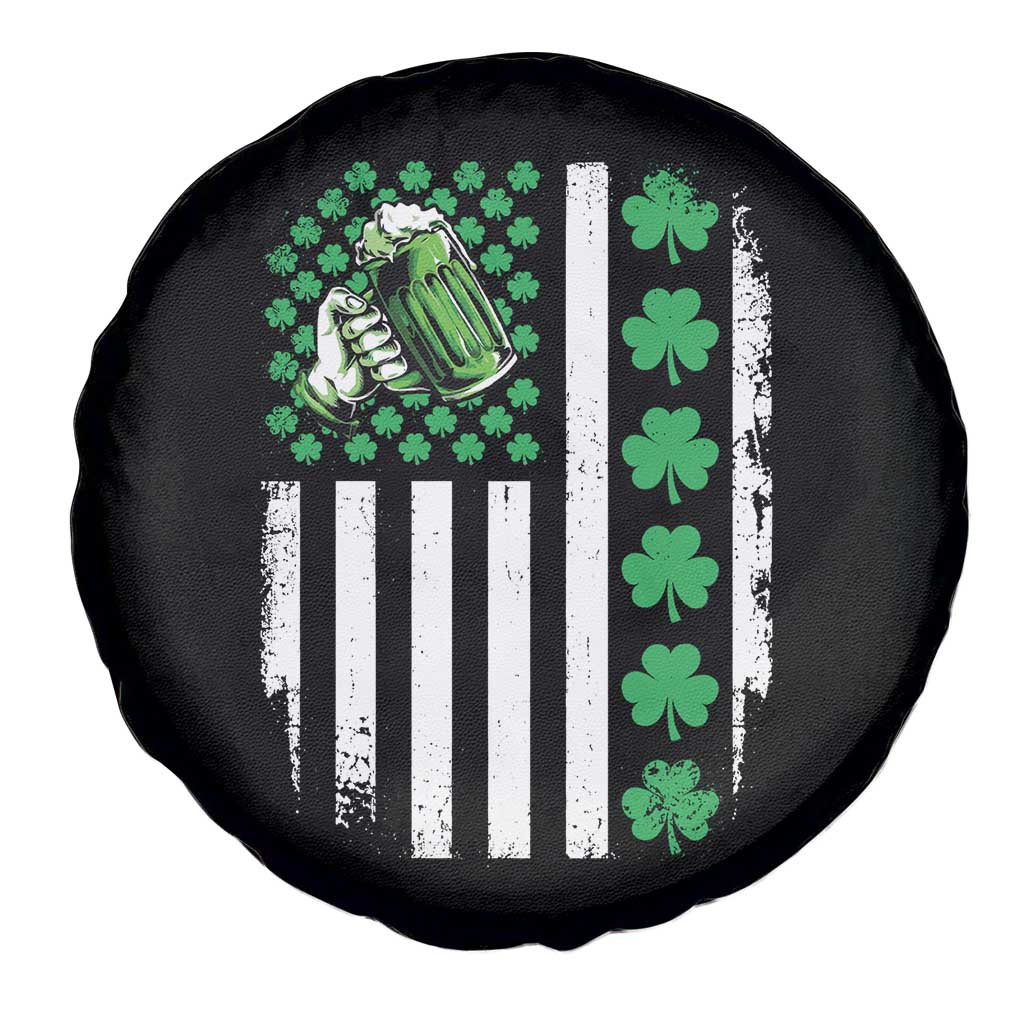 Irish Patriotic USA Flag With Shamrocks Gift Spare Tire Cover