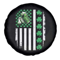 Irish Patriotic USA Flag With Shamrocks Gift Spare Tire Cover
