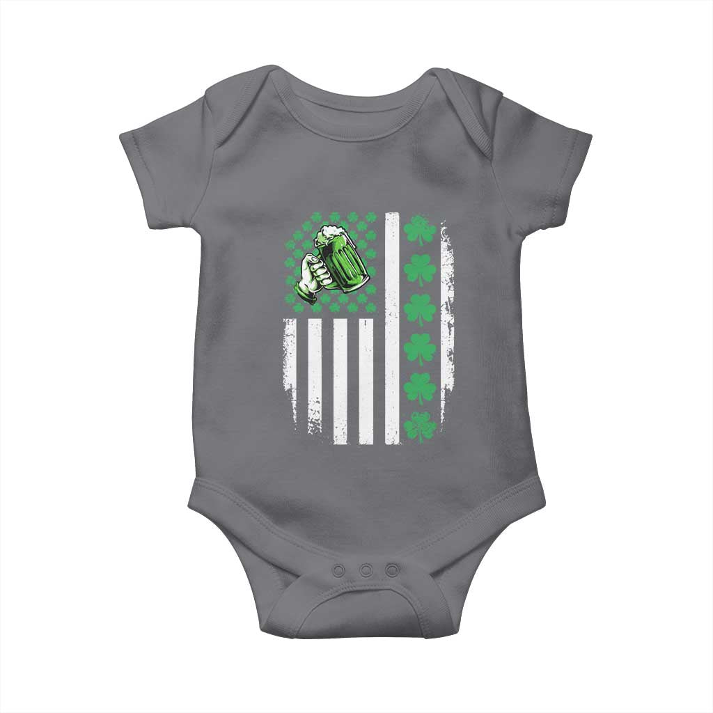 Irish Patriotic USA Flag With Shamrocks Gift Baby Onesie