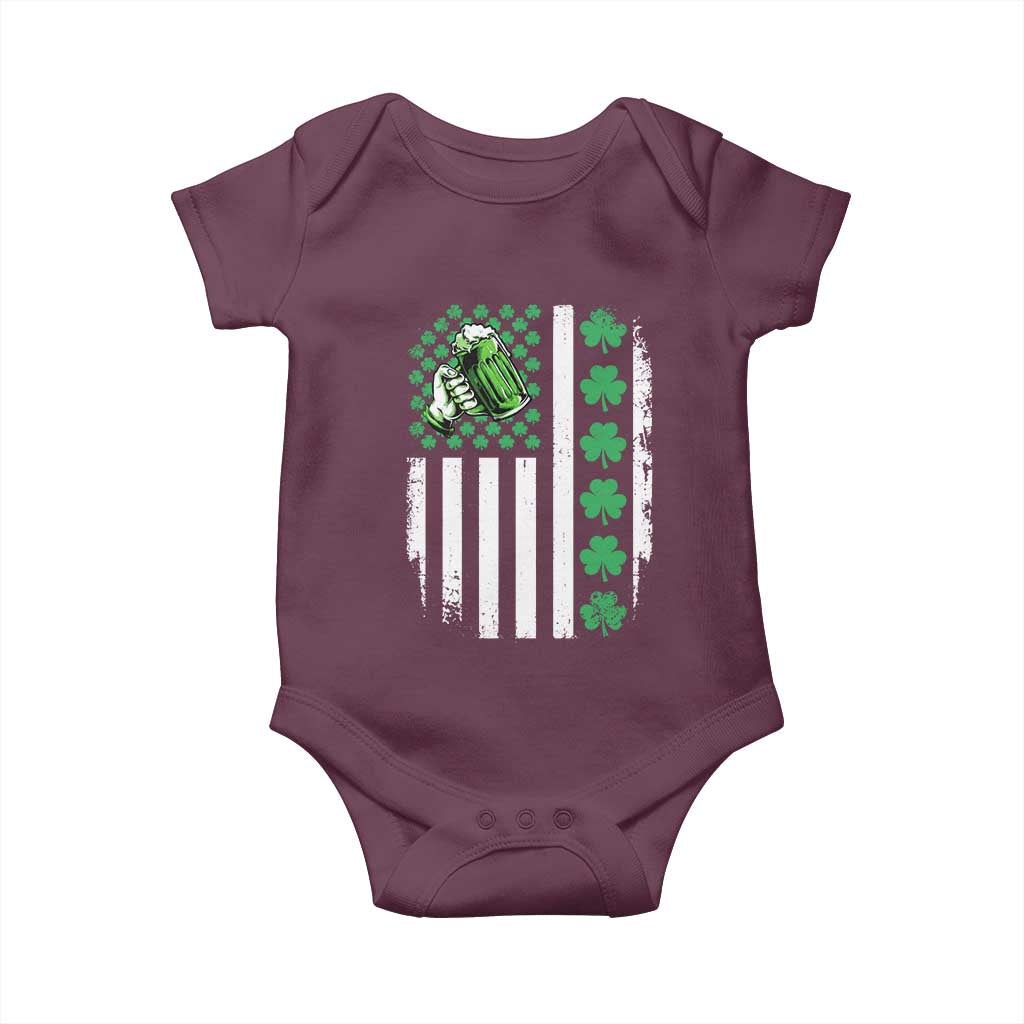 Irish Patriotic USA Flag With Shamrocks Gift Baby Onesie