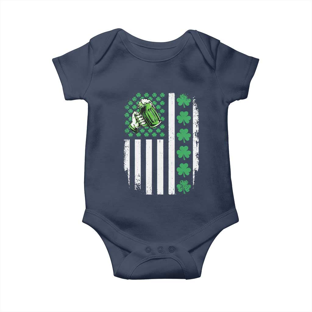 Irish Patriotic USA Flag With Shamrocks Gift Baby Onesie