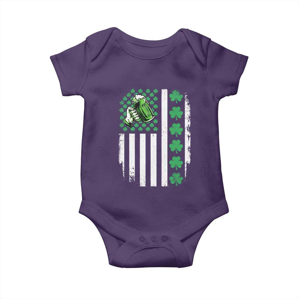 Irish Patriotic USA Flag With Shamrocks Gift Baby Onesie