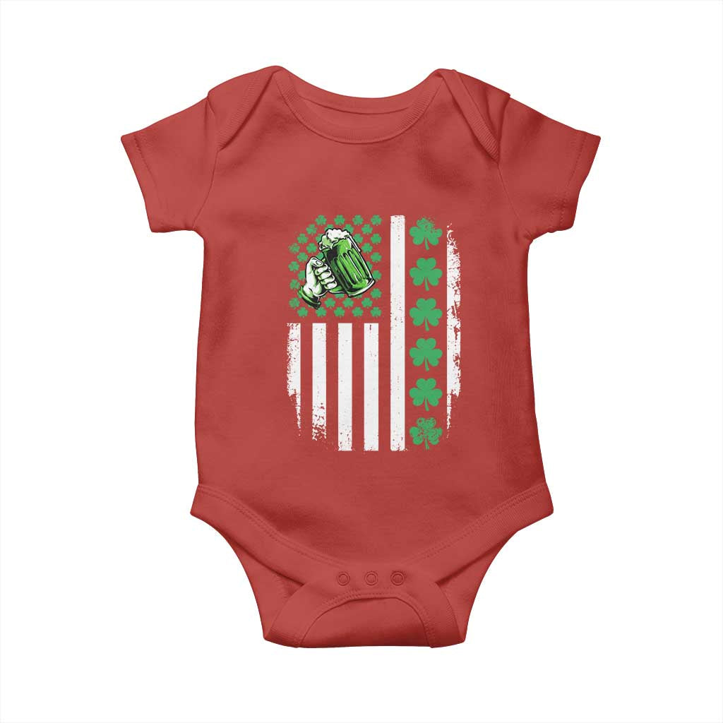 Irish Patriotic USA Flag With Shamrocks Gift Baby Onesie