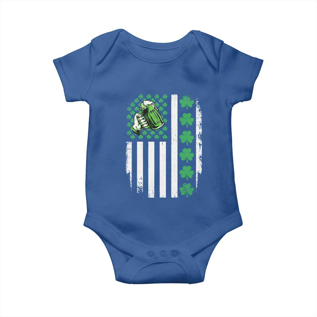 Irish Patriotic USA Flag With Shamrocks Gift Baby Onesie