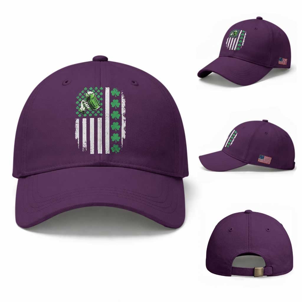 Irish Patriotic USA Flag With Shamrocks Gift Baseball Cap