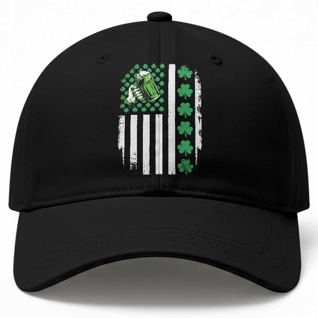 Irish Patriotic USA Flag With Shamrocks Gift Baseball Cap