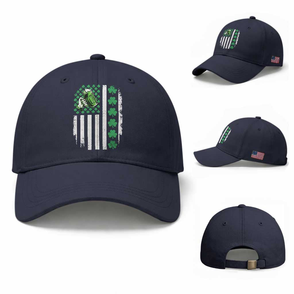 Irish Patriotic USA Flag With Shamrocks Gift Baseball Cap