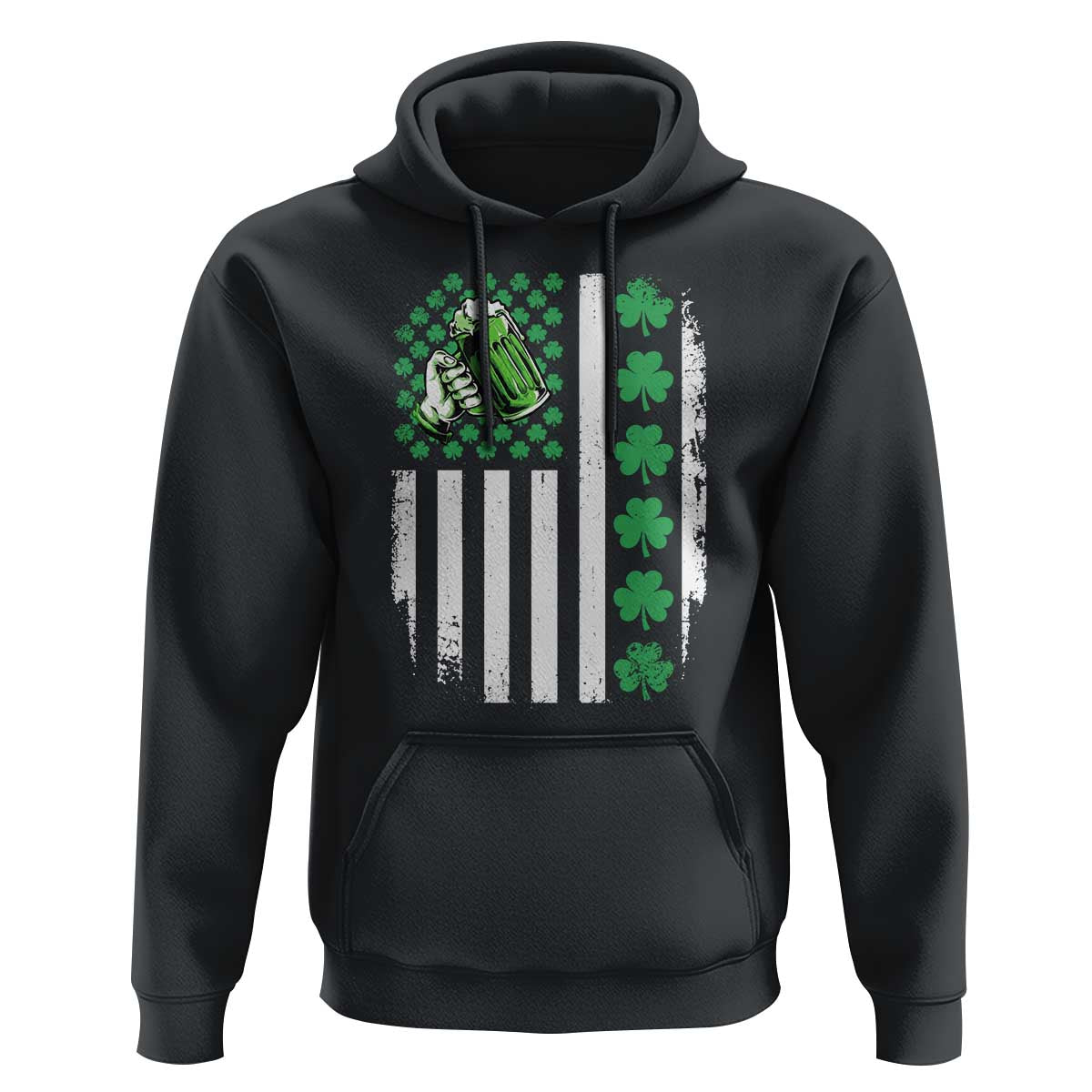 Irish Patriotic USA Flag With Shamrocks Gift Hoodie