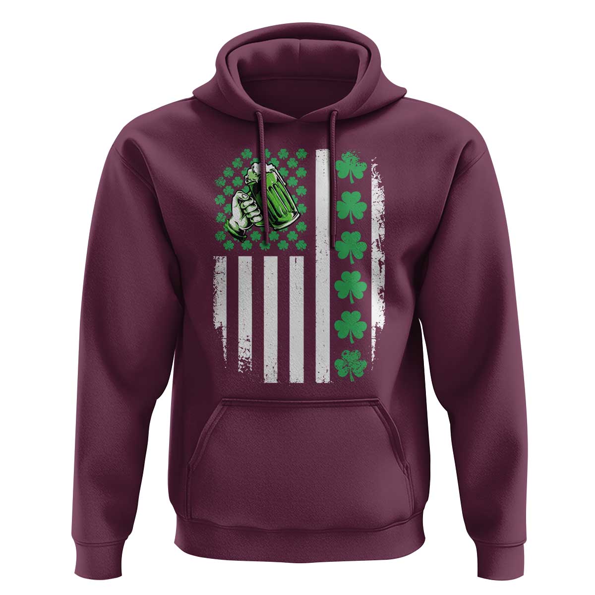 Irish Patriotic USA Flag With Shamrocks Gift Hoodie