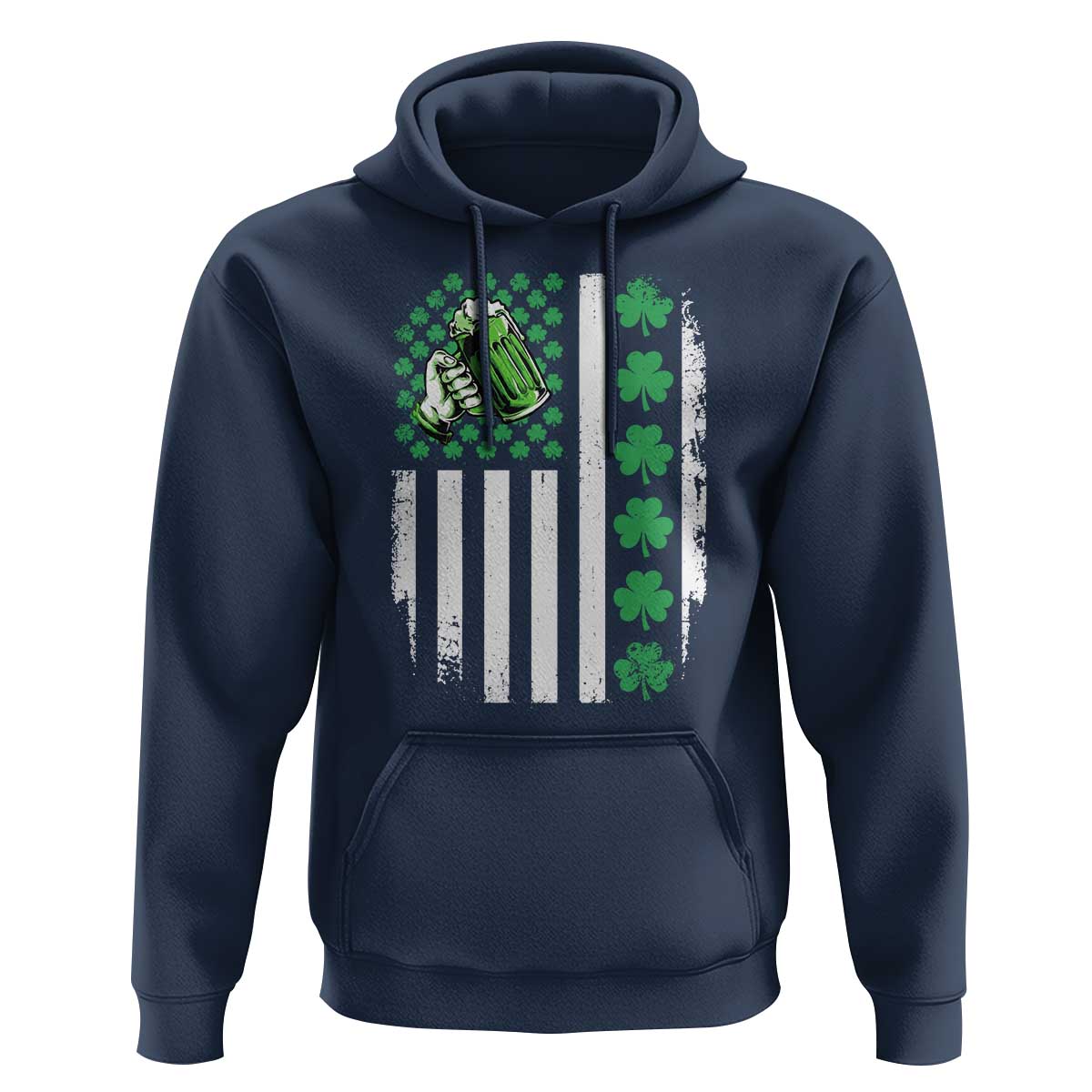 Irish Patriotic USA Flag With Shamrocks Gift Hoodie