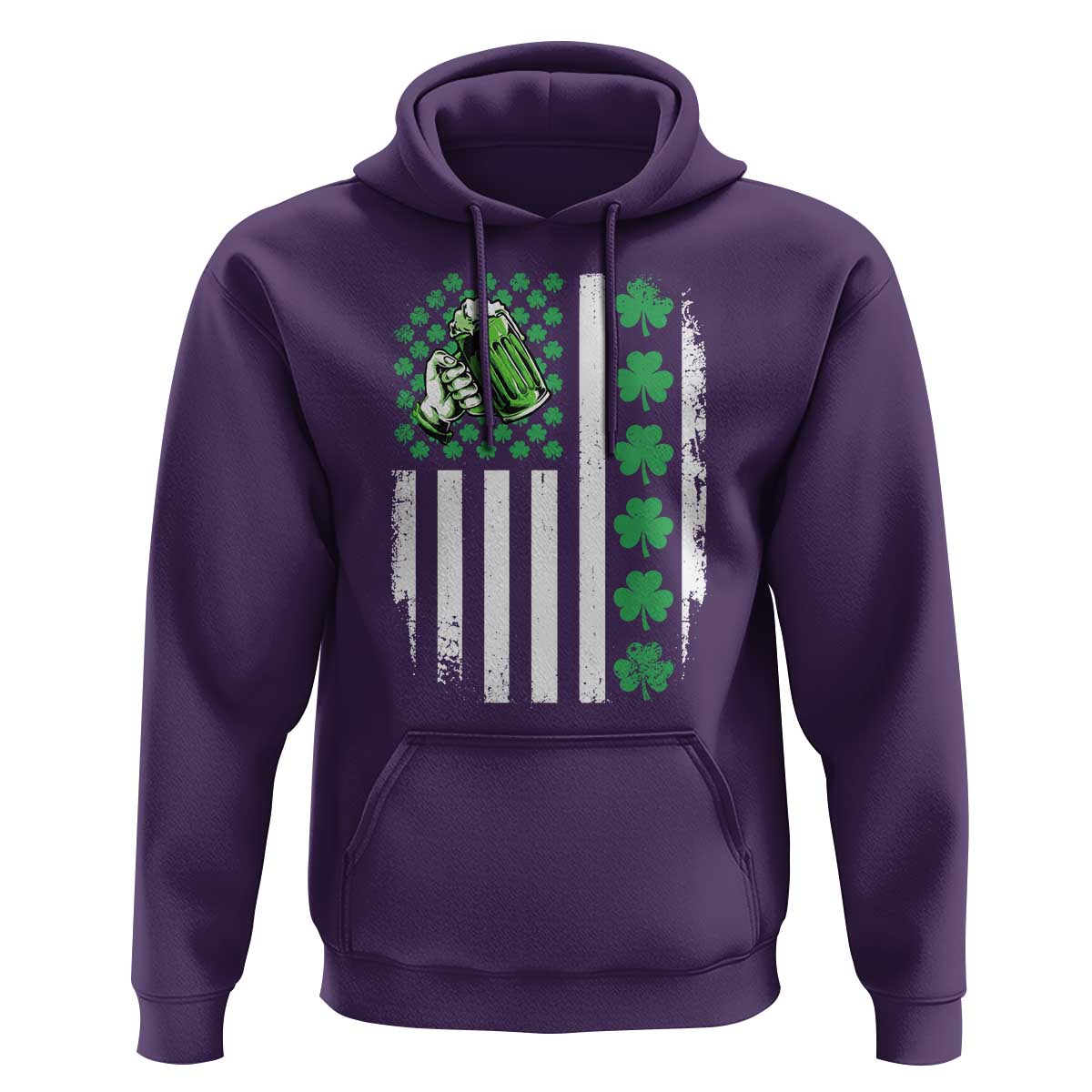 Irish Patriotic USA Flag With Shamrocks Gift Hoodie
