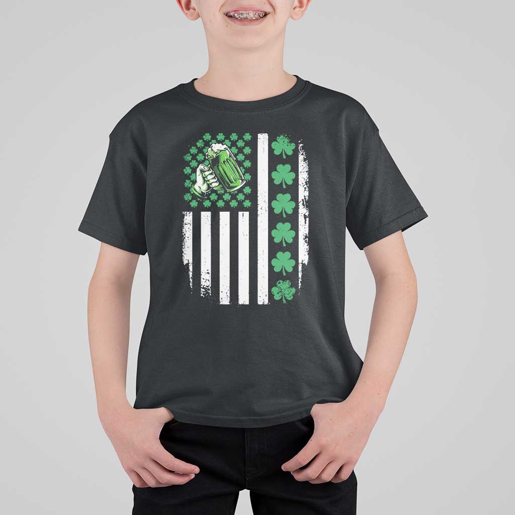 Irish Patriotic USA Flag With Shamrocks Gift T Shirt For Kid