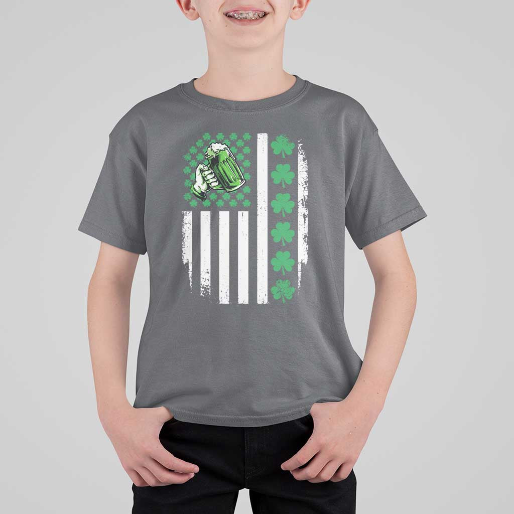 Irish Patriotic USA Flag With Shamrocks Gift T Shirt For Kid