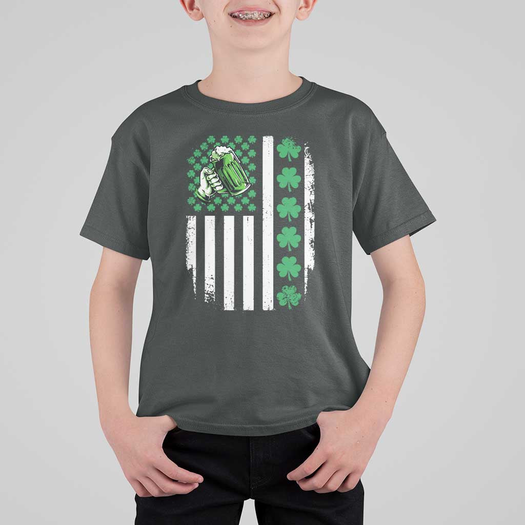 Irish Patriotic USA Flag With Shamrocks Gift T Shirt For Kid