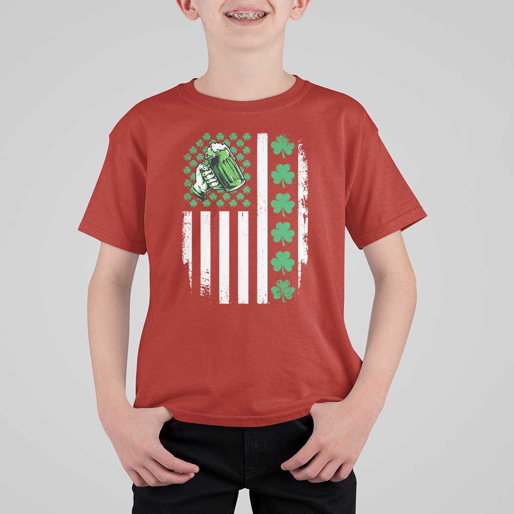 Irish Patriotic USA Flag With Shamrocks Gift T Shirt For Kid