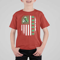 Irish Patriotic USA Flag With Shamrocks Gift T Shirt For Kid
