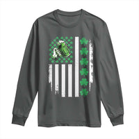 Irish Patriotic USA Flag With Shamrocks Gift Long Sleeve Shirt