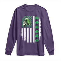Irish Patriotic USA Flag With Shamrocks Gift Long Sleeve Shirt