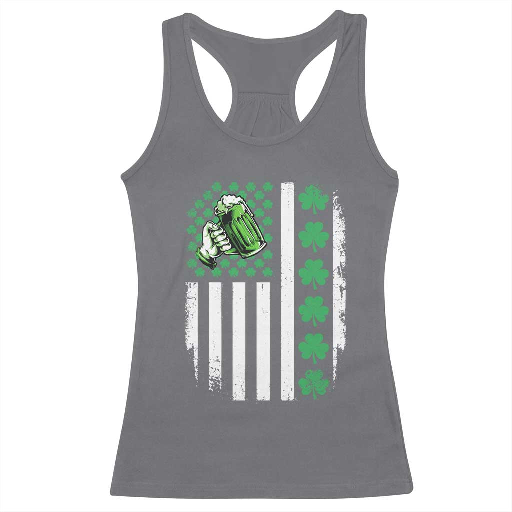 Irish Patriotic USA Flag With Shamrocks Gift Racerback Tank Top