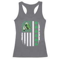 Irish Patriotic USA Flag With Shamrocks Gift Racerback Tank Top