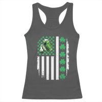 Irish Patriotic USA Flag With Shamrocks Gift Racerback Tank Top