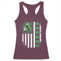 Irish Patriotic USA Flag With Shamrocks Gift Racerback Tank Top