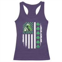 Irish Patriotic USA Flag With Shamrocks Gift Racerback Tank Top