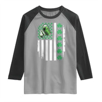 Irish Patriotic USA Flag With Shamrocks Gift Raglan Shirt