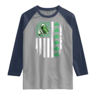 Irish Patriotic USA Flag With Shamrocks Gift Raglan Shirt