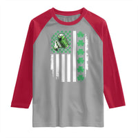 Irish Patriotic USA Flag With Shamrocks Gift Raglan Shirt