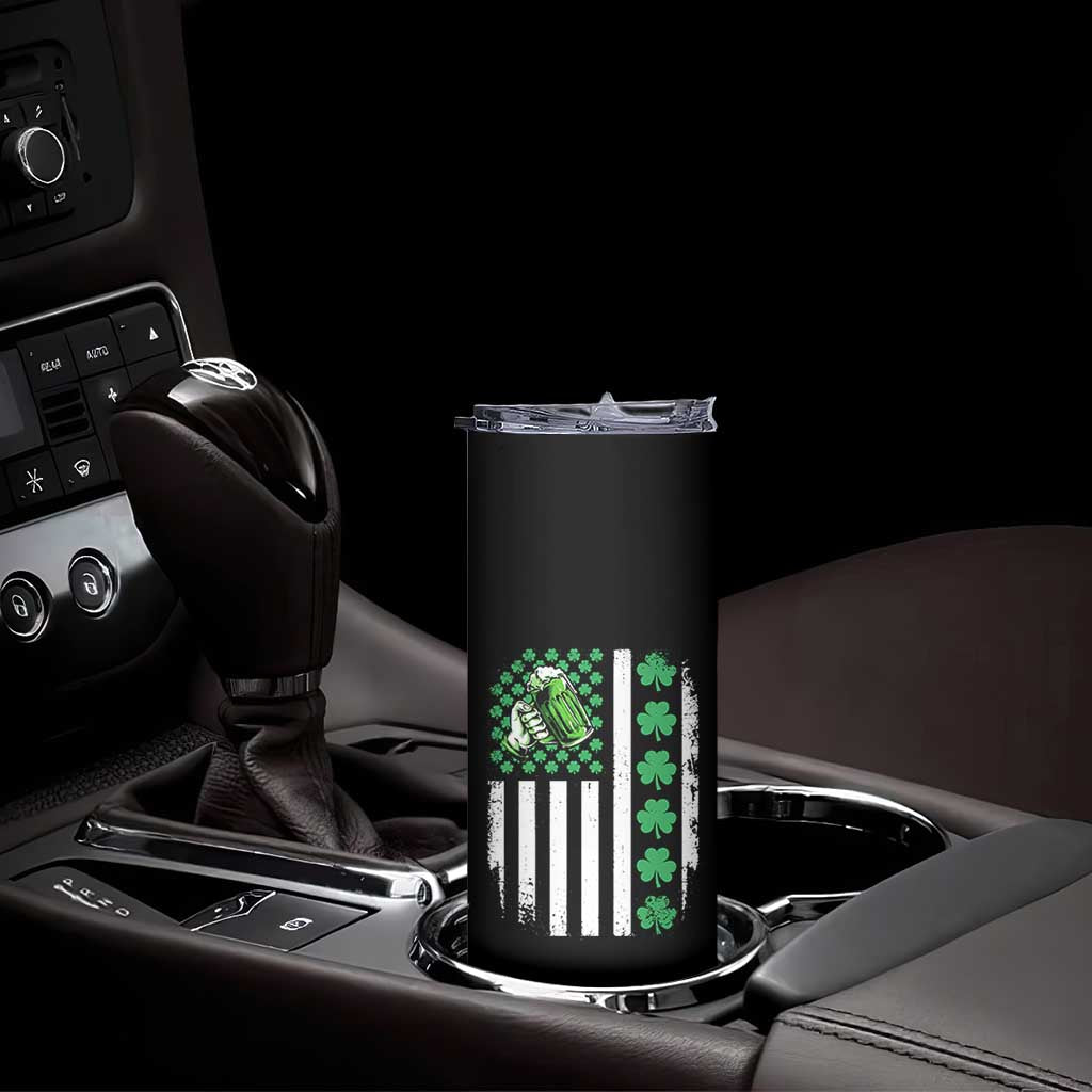 Irish Patriotic USA Flag With Shamrocks Gift Skinny Tumbler