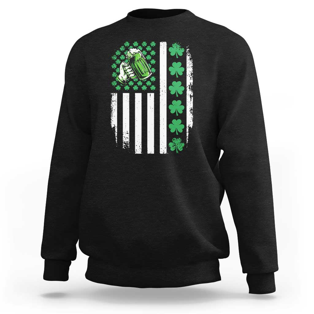 Irish Patriotic USA Flag With Shamrocks Gift Sweatshirt