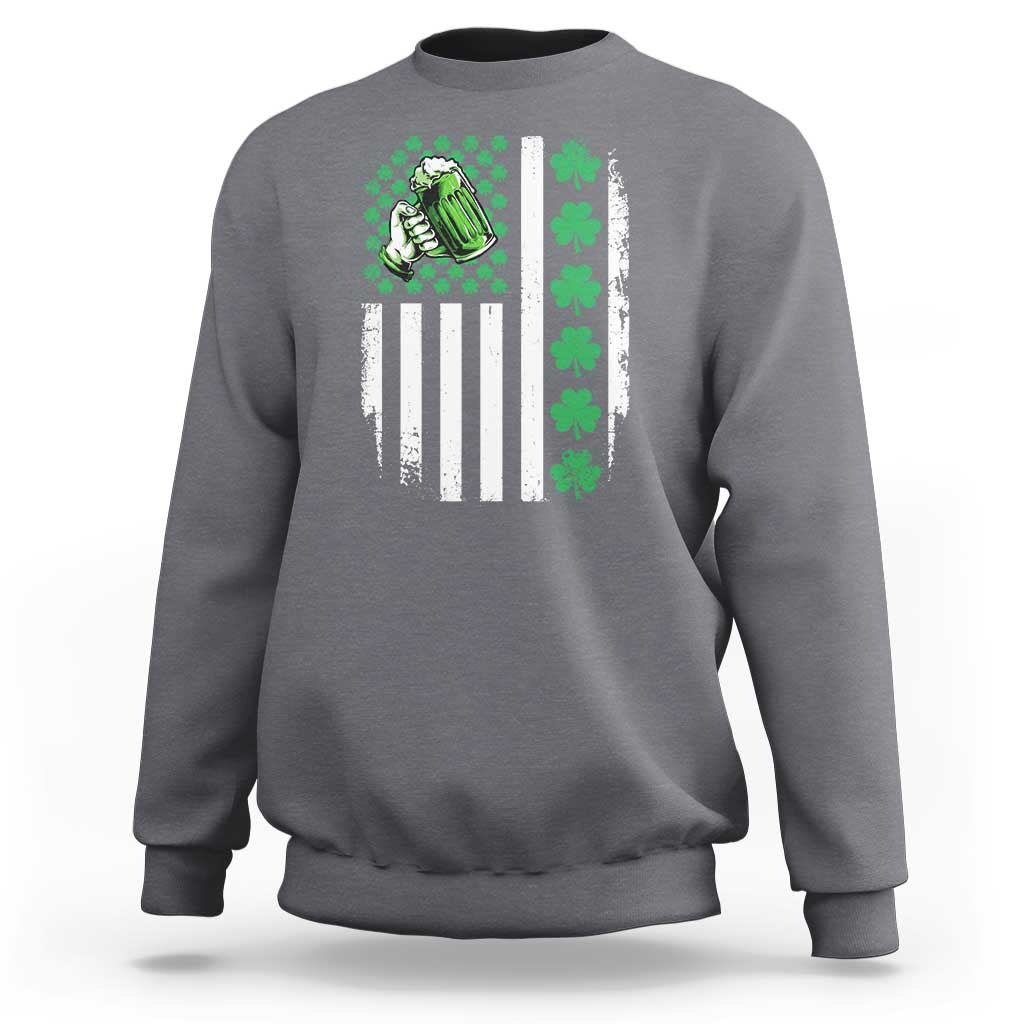 Irish Patriotic USA Flag With Shamrocks Gift Sweatshirt
