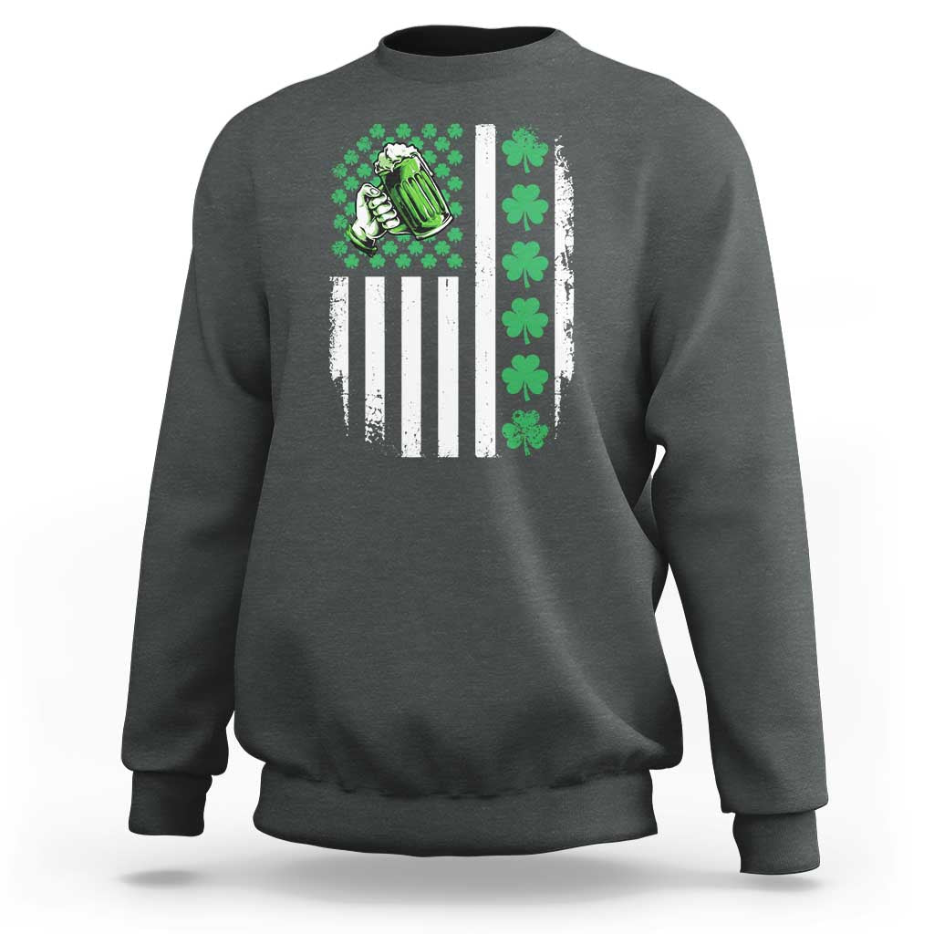 Irish Patriotic USA Flag With Shamrocks Gift Sweatshirt