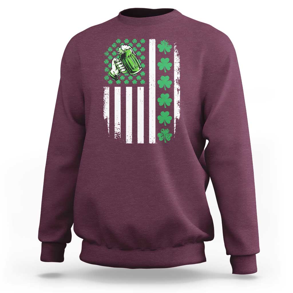 Irish Patriotic USA Flag With Shamrocks Gift Sweatshirt