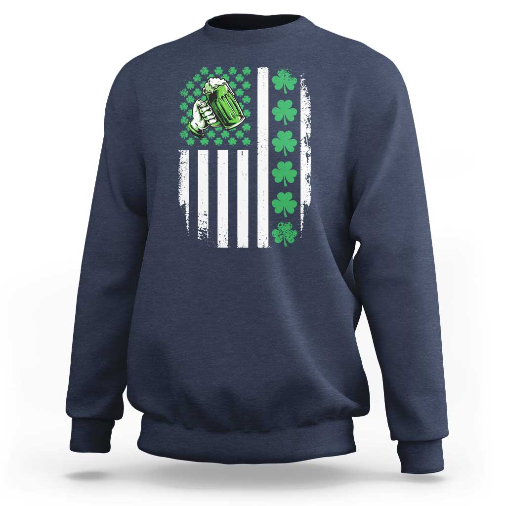 Irish Patriotic USA Flag With Shamrocks Gift Sweatshirt