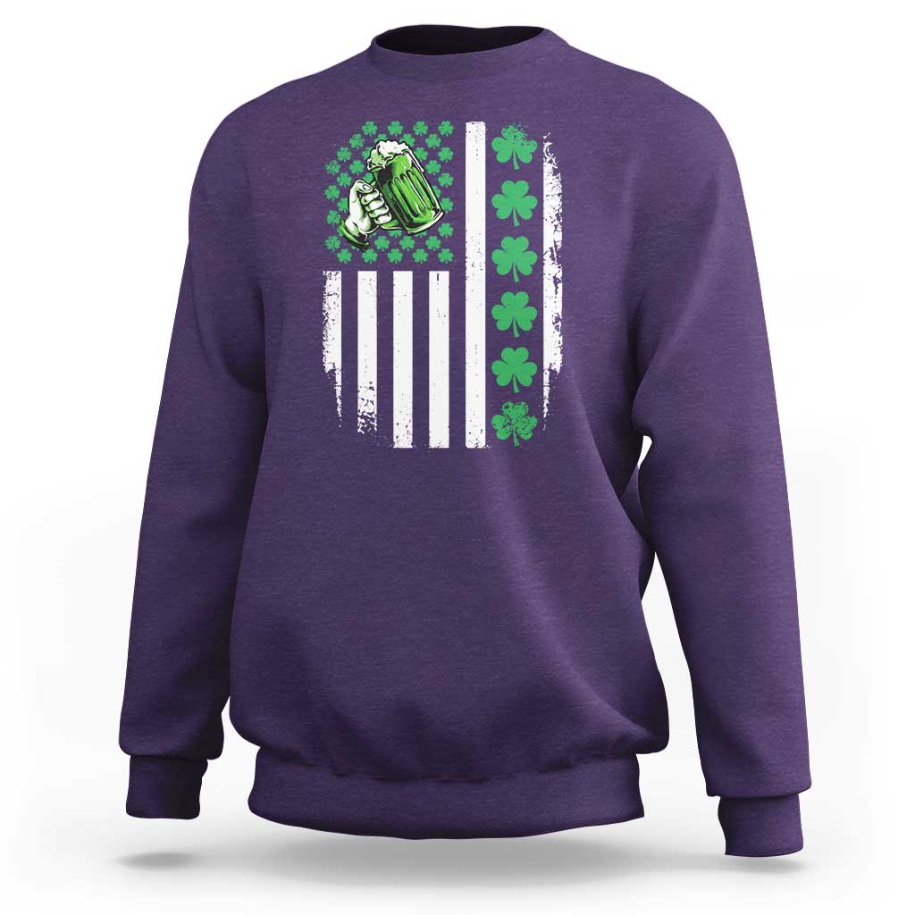 Irish Patriotic USA Flag With Shamrocks Gift Sweatshirt