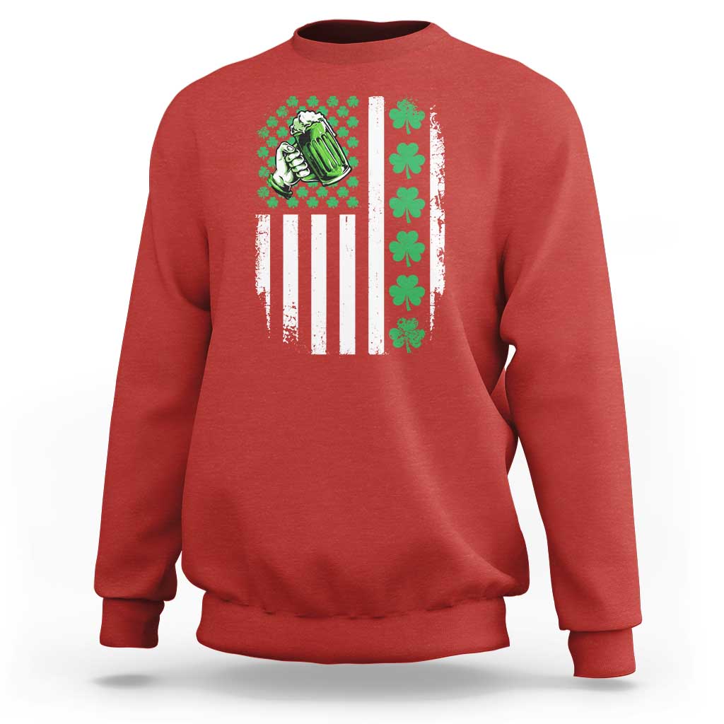 Irish Patriotic USA Flag With Shamrocks Gift Sweatshirt