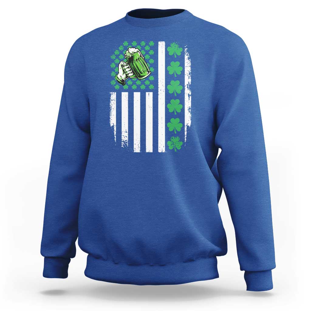 Irish Patriotic USA Flag With Shamrocks Gift Sweatshirt