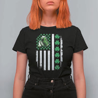 Irish Patriotic USA Flag With Shamrocks Gift T Shirt For Women