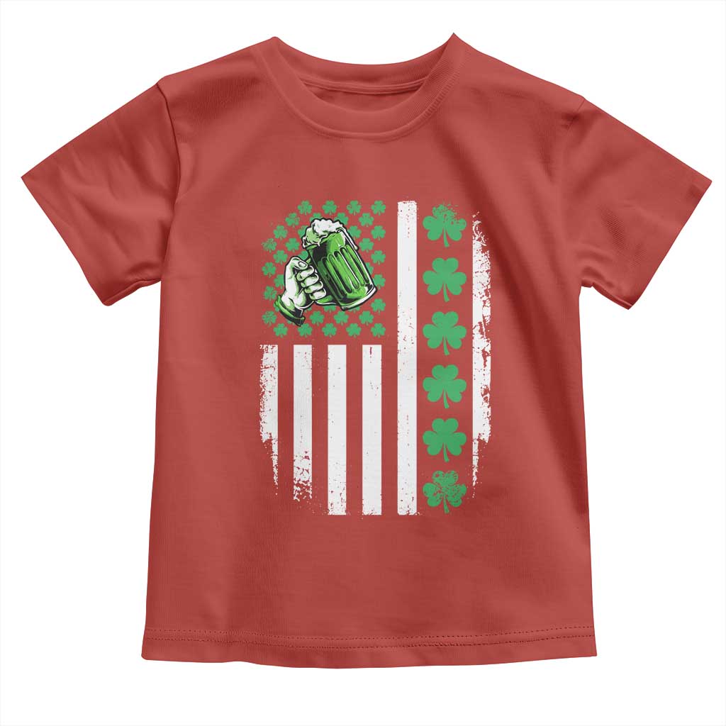 Irish Patriotic USA Flag With Shamrocks Gift Toddler T Shirt