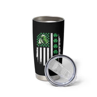 Irish Patriotic USA Flag With Shamrocks Gift Tumbler Cup