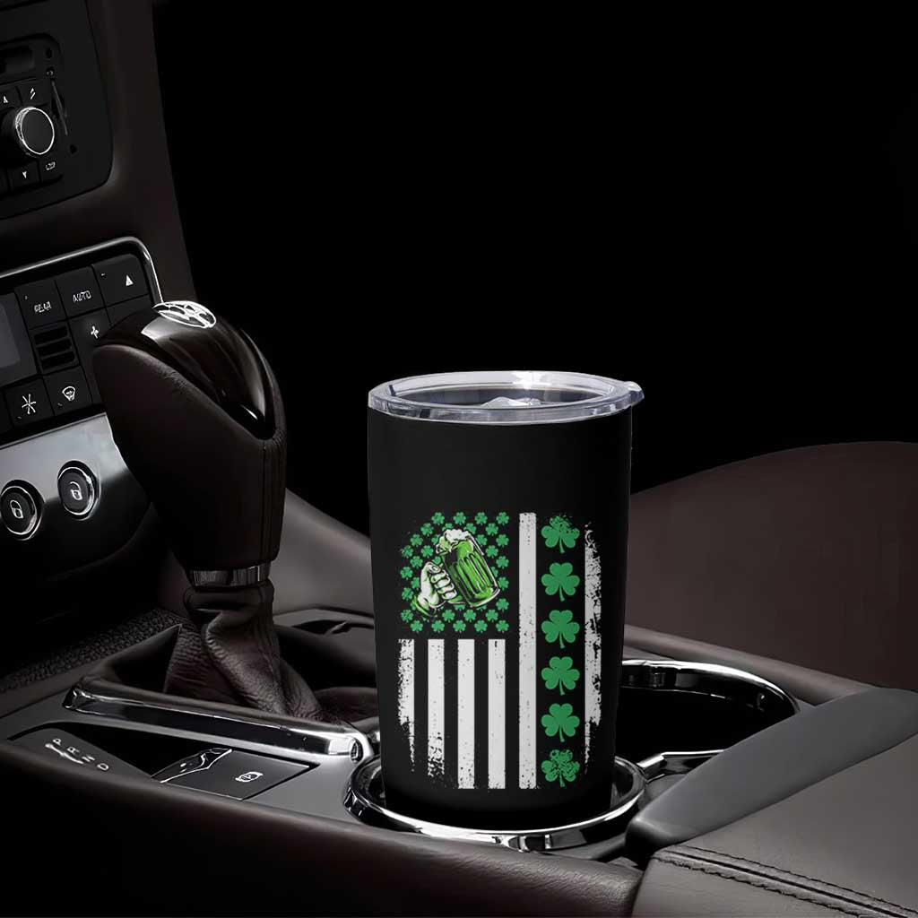 Irish Patriotic USA Flag With Shamrocks Gift Tumbler Cup