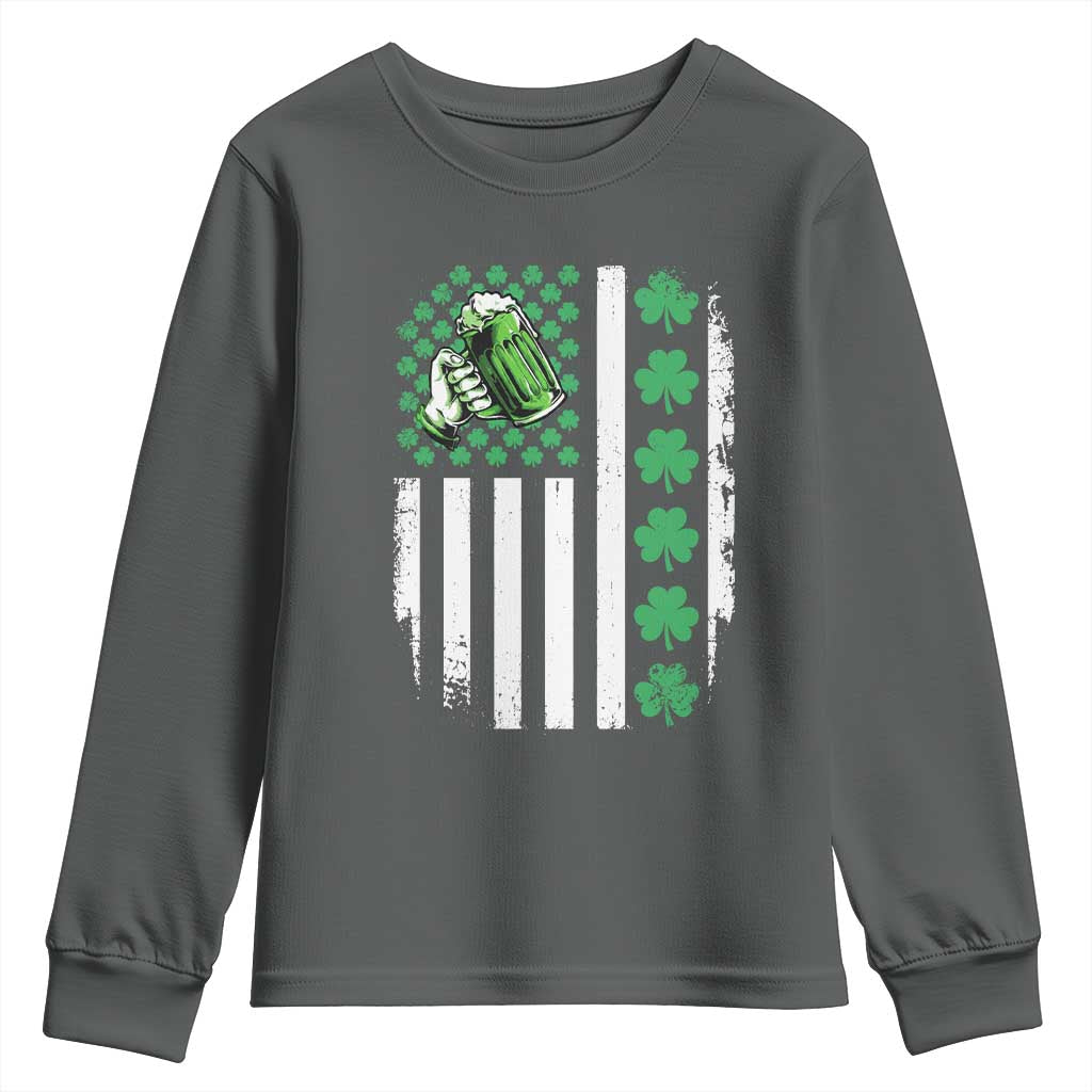 Irish Patriotic USA Flag With Shamrocks Gift Youth Sweatshirt