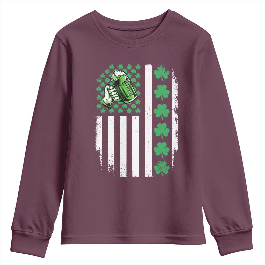 Irish Patriotic USA Flag With Shamrocks Gift Youth Sweatshirt